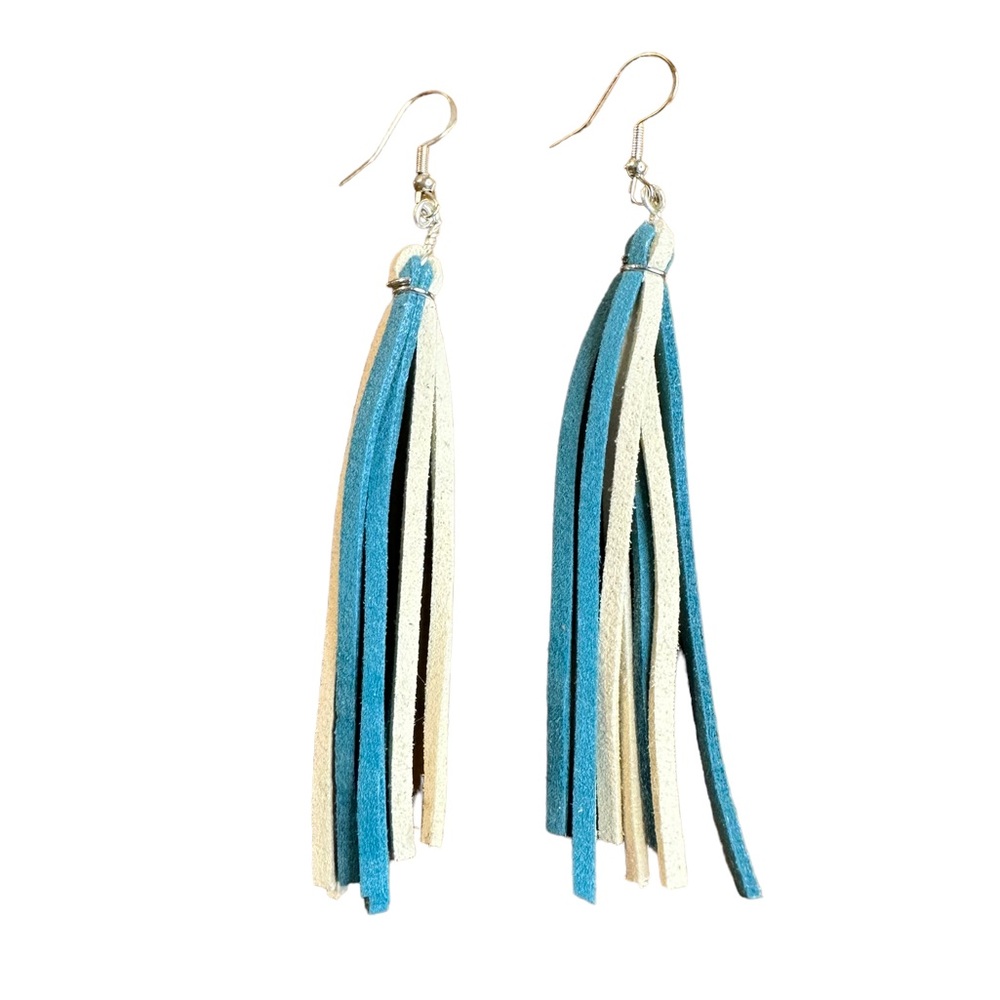 Boho Western Genuine Leather Tassel 925 Hooks Earrings